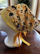 Halloween Themed Women's Surgical Scrub Cap. Handmade. Reversible. Ponytail 