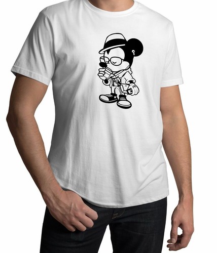 T-shirt maglietta uomo/unisex stampa grafica cartone animato regalo Topolino bere caffè - Foto 4 di 17