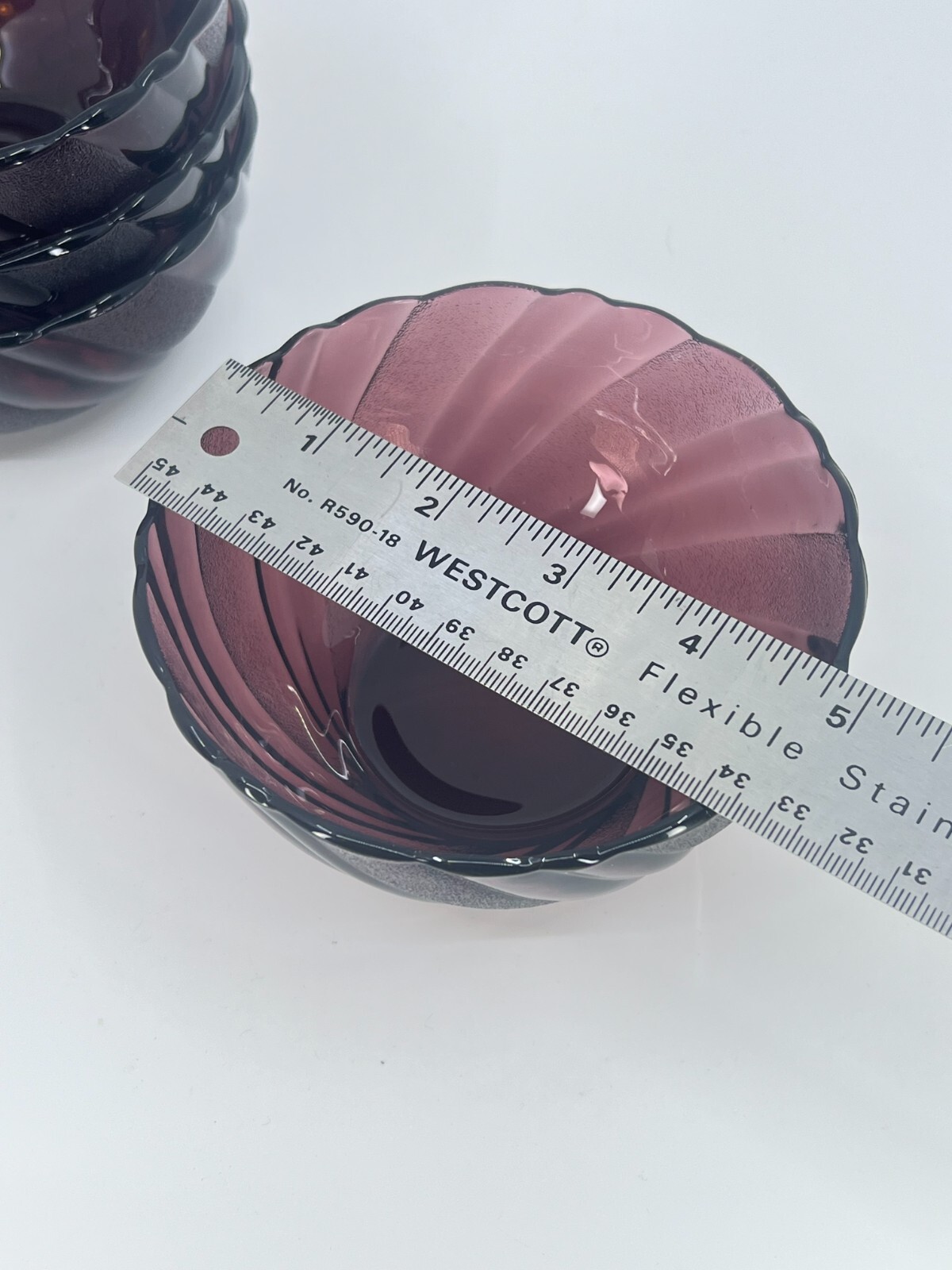 4 Vintage Duralex Amethyst Swirl France Bormioli Rocco French MCM Bowls 4.5"D