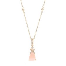 Gin and Grace Rowan 14K Yellow Gold Pear-Cut Peruvian Pink Opal Pendant