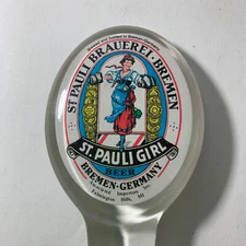 St. Pauli Girl Tap Handle Clear Plastic Germany Import Beer Knob - Vintage