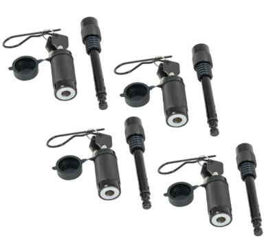 4 Pk 1/2'' Hitch Pin w/ Lock Keyed Differently, Fits 1-1/4'' Receiver (2 Keys/Pin)