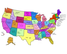 Map of The United States with Capitals 8x10 Photo