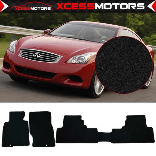 Fits 0813 Infiniti G37 Coupe Front + Rear 3PCS Black Nylon Floor Mats