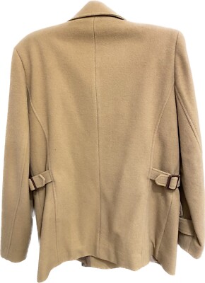 VTG Halston Women's 100% Wool Camel Car Coat Size 8 Made in Russia