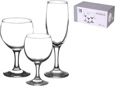 Pasabahce 18 Piece Drinking Glassware Set Footed Wine Glasses SetHome Tableware