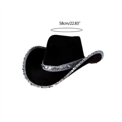 Damen Kostüm Party Cowgirl Hut Junggesellinnenabschied Hut Pailletten Hüte Cowboyhut - Bild 2 von 23