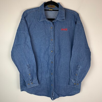 Coca Cola Marken Denim Knopf Kragen Hemd Größe Herren Große L