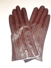Ladies Women's Genuine Leather Driving Gloves, Brown, Medium