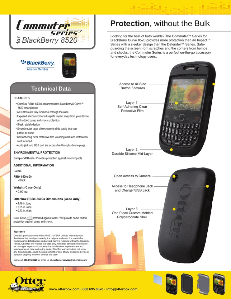 OtterBox BlackBerry Curve 9330/9300/8530/8520 Commuter Dual-Layer Hybrid Case - Image 4 of 4