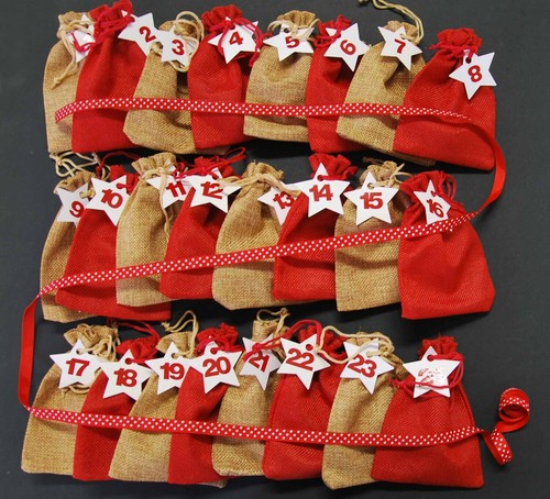 MINIBLINGS DIY ADVENTSKALENDER 25 Jutesäckchen Säckchen Zahlen Sterne - Bild 3 von 6