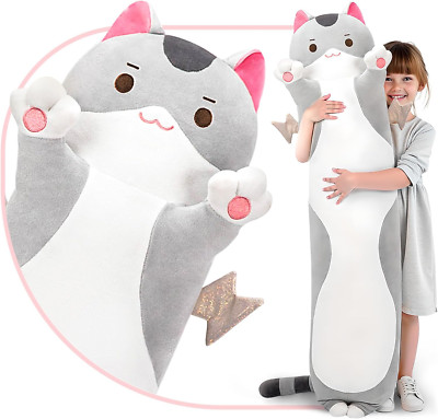 Long Cat Plush 5 Sizes, 120% Extra Filling Giant Plushness Body Pillow, Kawaii C
