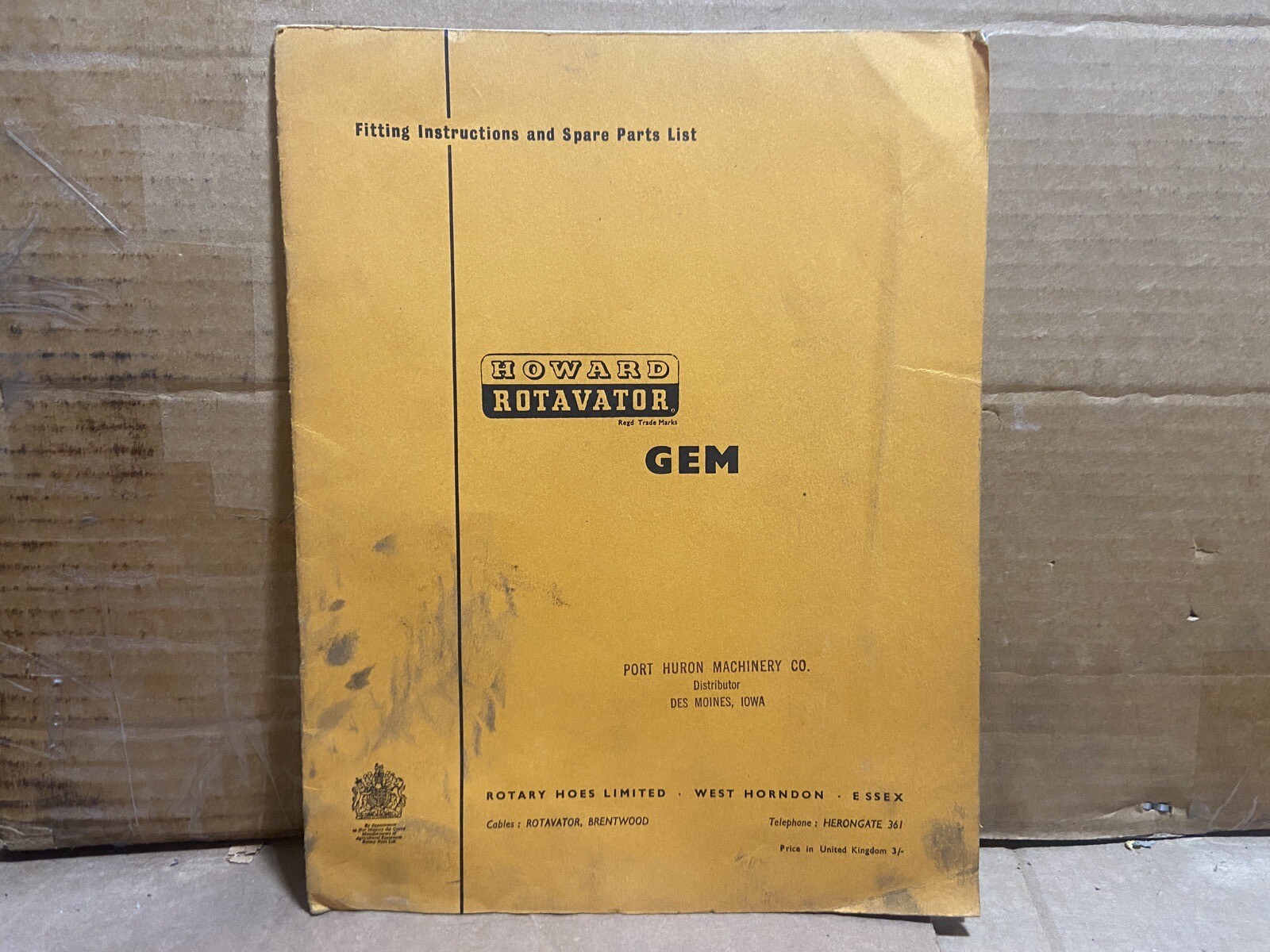 Howard Rotavator GEM Cultivator Rototiller Owners Manual w/ Parts