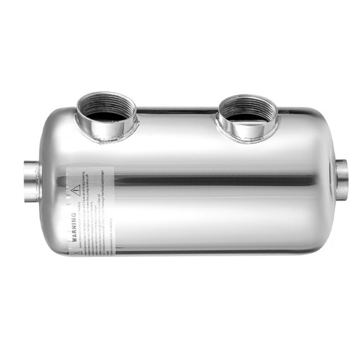 Tube and Shell Heat Exchanger Stainless Steel Same Side 135K 1"+ 1 1/2"FPT NEW - Picture 9 of 10