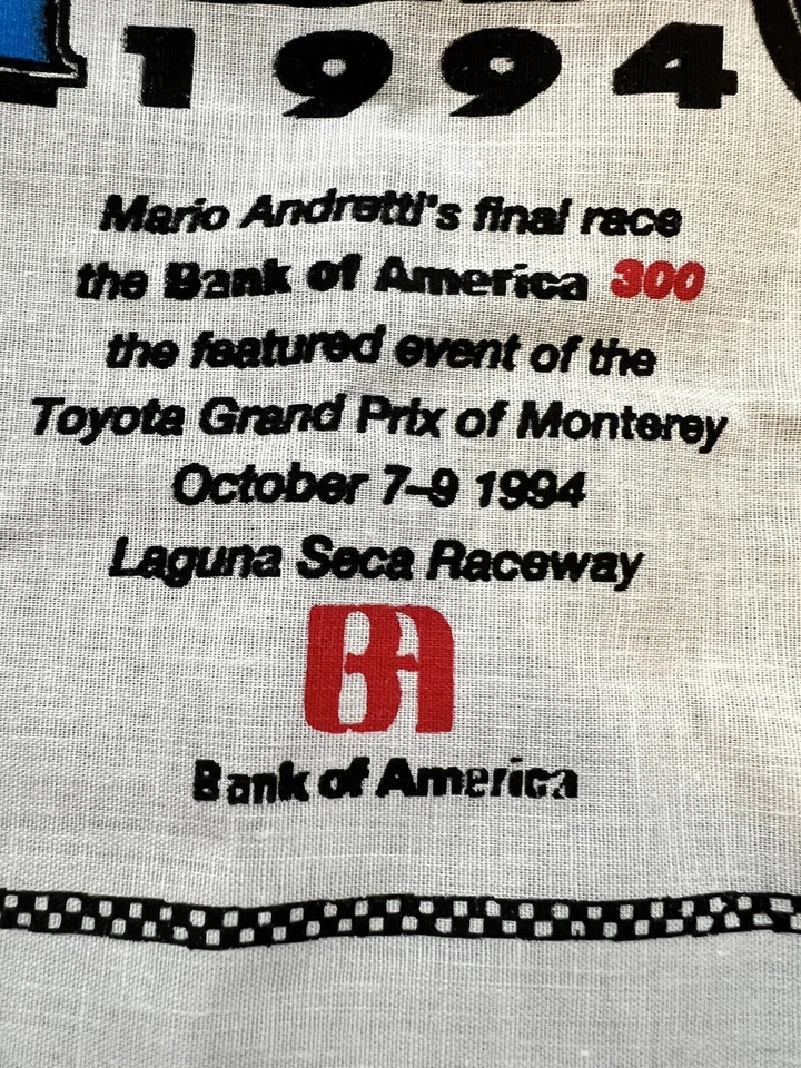 VTG Mario Andretti Final Race Handkerchief SIGNED 1994 Grand Prix Monterey - Image 3 of 4