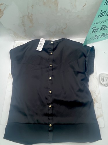 Reiss Chemise Femme 2 Noir Manches Courtes Manches Courtes Dos Boutonné Tee L - Photo 1 sur 8