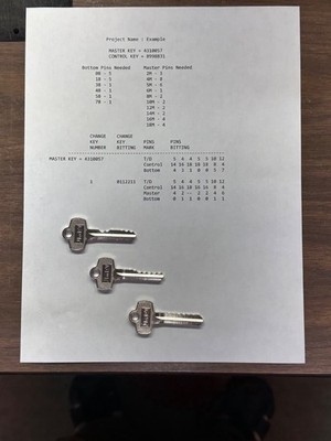 SFIC A2 System 7 Pin Setup Keys With Pinning Chart and Key Code