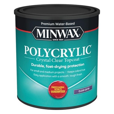 Minwax 63333 Clear Polycrylic Water-Based Protective Finish Satin Quart