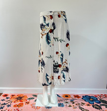 Farm Rio Womens Button Front Floral Printed Midi Skirt Size PS Tropical Feminine