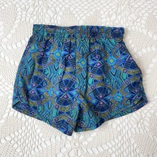 Vintage 1990s Boys 7 Years Colorful Geometric Short Legged Swim Trunks Shorts