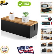 Large Cable Management Box, Wooden Cord Organizer Box for Desk, Floor, Office...