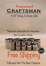 Used Craftsman 10 Standard 3/8" SAE 6 Point Ratchet Wrench Socket Set