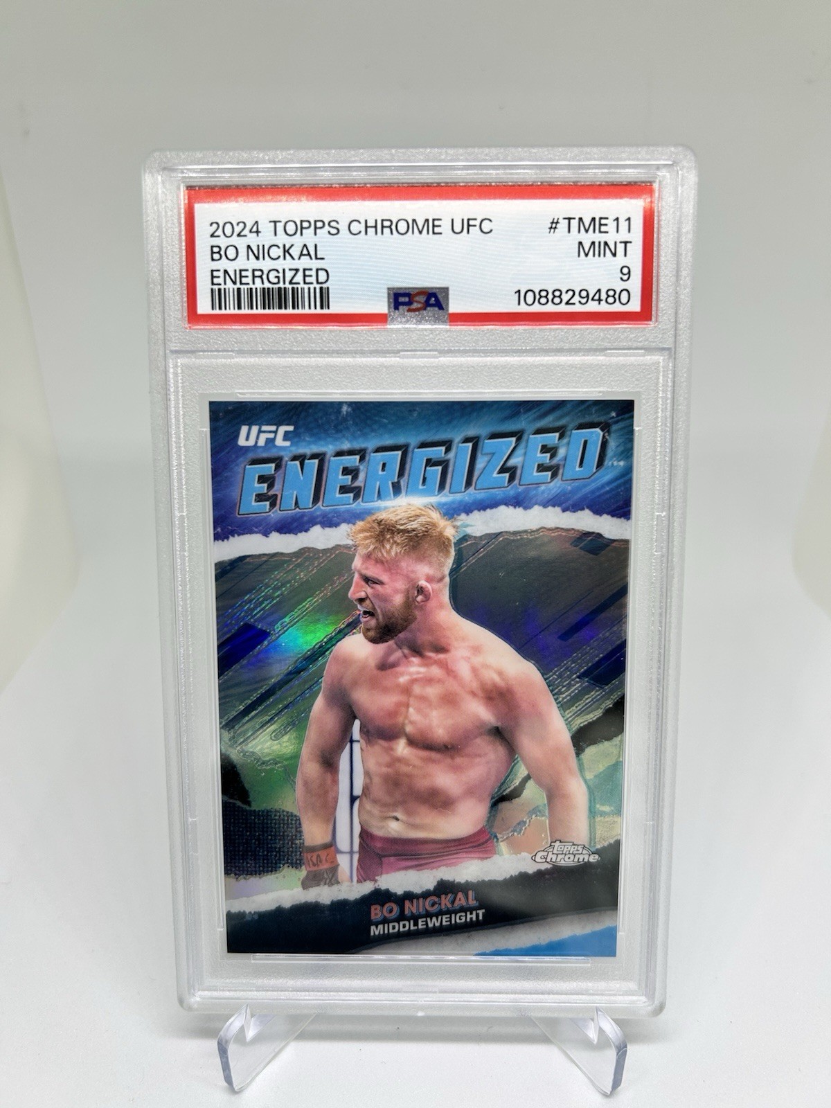 2024 Topps Chrome UFC Bo Nickal Energized SSP PSA 9