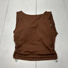 Shein Brown Sleeveless Ruched Padded Backless Tank Top Women's Size Small NEW