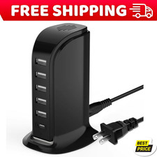 USB Charging Station for Multiple Devices, Multiport Charger Tower, USB-C Port S