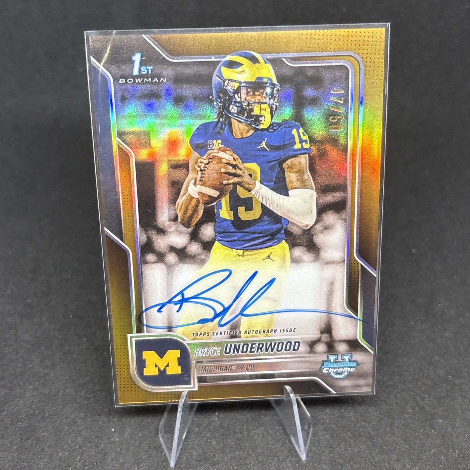 BRYCE UNDERWOOD 2025 Bowman Chrome U Autographs Gold Refractor 1st Bowman #47/50