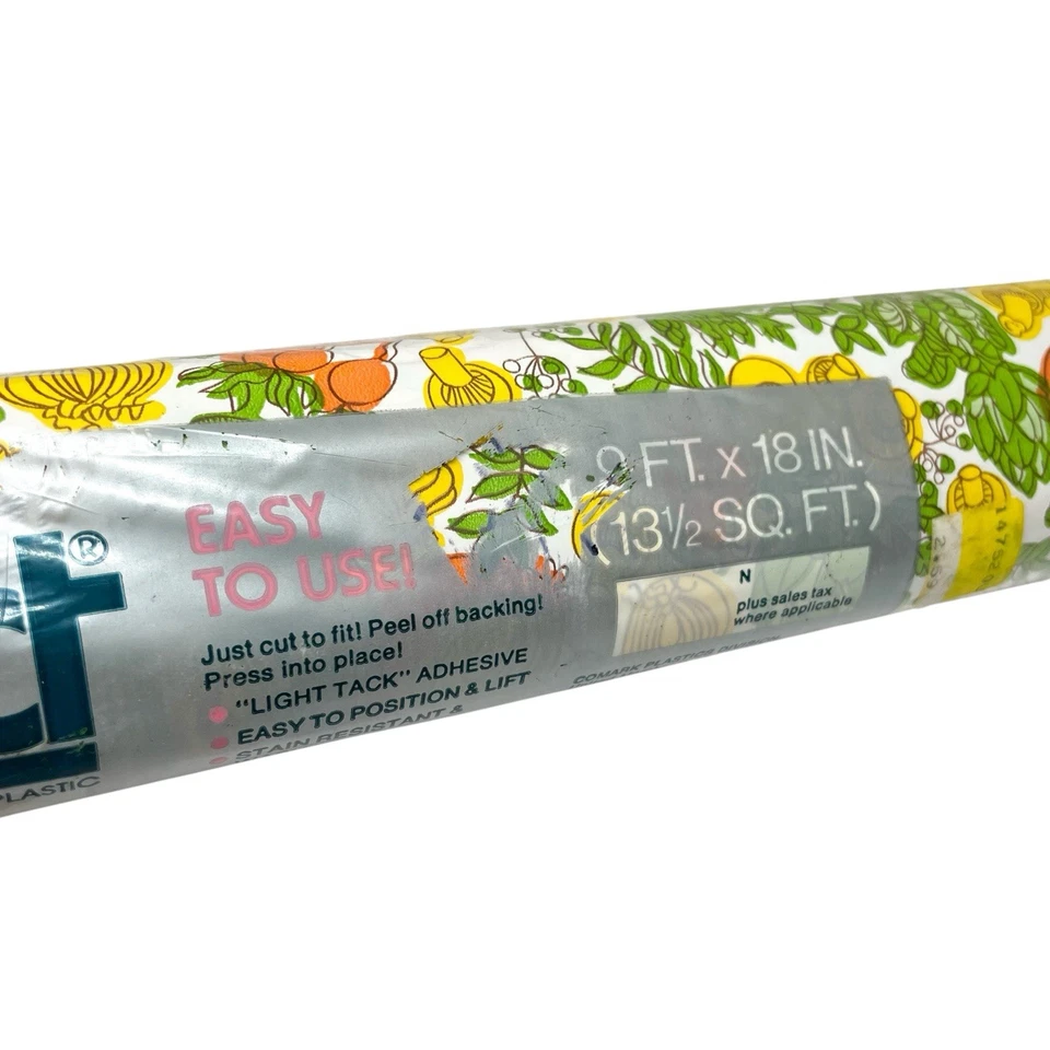 Papel de contacto Con-Tact años 70 hongo alcachofa espárragos amarillo verde naranja 816 Foto 4 de 4