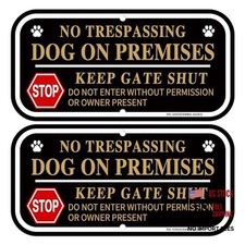 No Trespassing Dog On Premises Signs - 2 Pack - Black - Dog On Premises