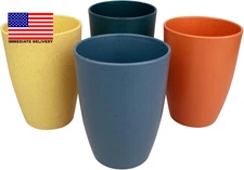 Wheat Straw Cups Set of 4, Unbreakable Drinking Cup Reusable Plastic Cups Dishwa