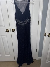 MY MICHELLE Navy Blue SPARKLE Formal Dress Gown Lace SEQUIN Prom Size 3