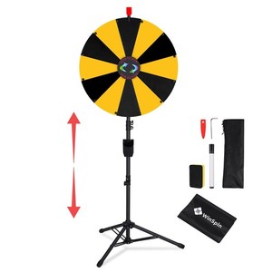 WinSpin 24" Floor Stand Modular Prize Wheel w/ 12 PCS Backup Panels Black Yellow