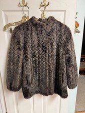 Vnt 80s Style VI LTD. Large Chevron Print Faux Fur Coat Made in USA 46w 30L Mob