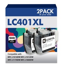 2PK LC401 Black Ink Cartridges For Brother MFC-J1010DW MFC-J1012DW MFC-J1170DW