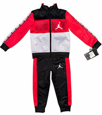 Jordan Boys 2T Colorblock Tracksuit Set Full Zip Jacket Pants Black Red White
