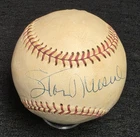 STAN MUSIAL & EDD ROUSH Signed Official Baseball-HALL OF FAME-REDS-CARDINALS-JSA