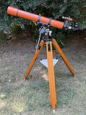 Vintage Orange Tube Celestron C80 Refractor on Vixen Polaris Mount w Wood Tripod