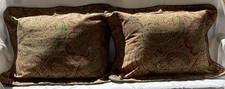 Paisley Jacquard Set of 2 Standard Size Decorative Pillow Shams Flange Cording