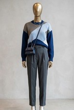 Self-Portrait Blue Abstract Knit Sweater 100% Cotton Designer Jumper Size M