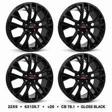 22x9 Gloss Black Wheels 6x139.7 20 Gmc Sierra Yukon Set Of 4 Rims