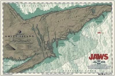 Jaws Movie Chum Chart Anthony Petrie Print Art Poster Mondo Bottleneck