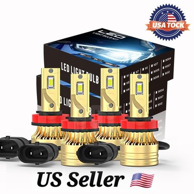 2Sides H11 LED Headlight High or Low Beam Bulb 100W 15000LM 6000K White 4PCS