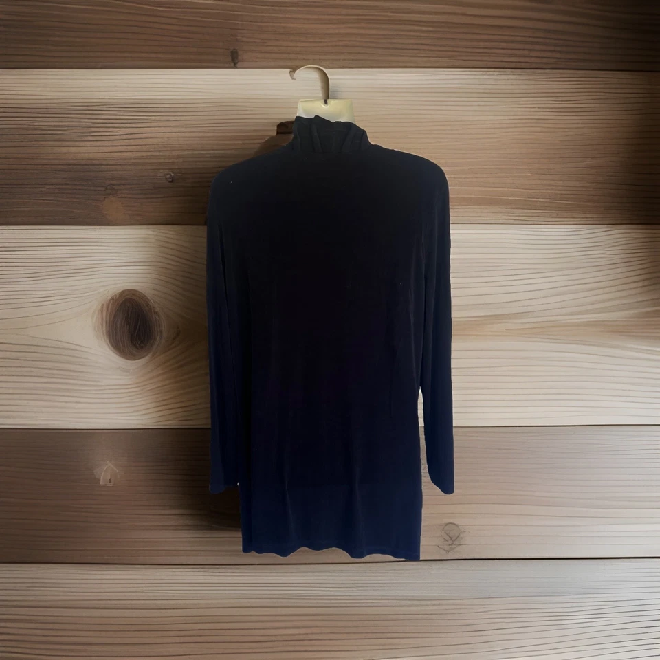 Chaqueta CHICO'S Travelers Negra Frente Abierto Plisada Volantes Detalle 2 = M/12 Foto 2 de 4