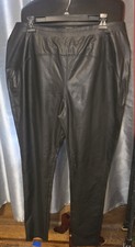 AKIRA PLEATHER PANTS, BLACK, SIZE 1X With Stylish Tapered Leg