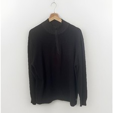 Woolrich Wool Quarter Zip Black Preppy Casual Career GORP Cabincore Sweater Lg