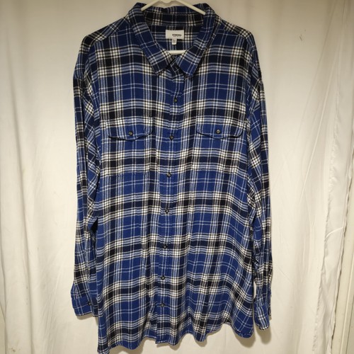 Sonoma Long Sleeve Flannel Size 4XB Men Blue Plaid Casual Tall Big Cotton Shirt - Picture 3 of 9