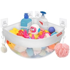 UNEEDE 4.32 Gallons Corner Mounted Bath Toy Storage Holder, Mesh Shower Caddy...